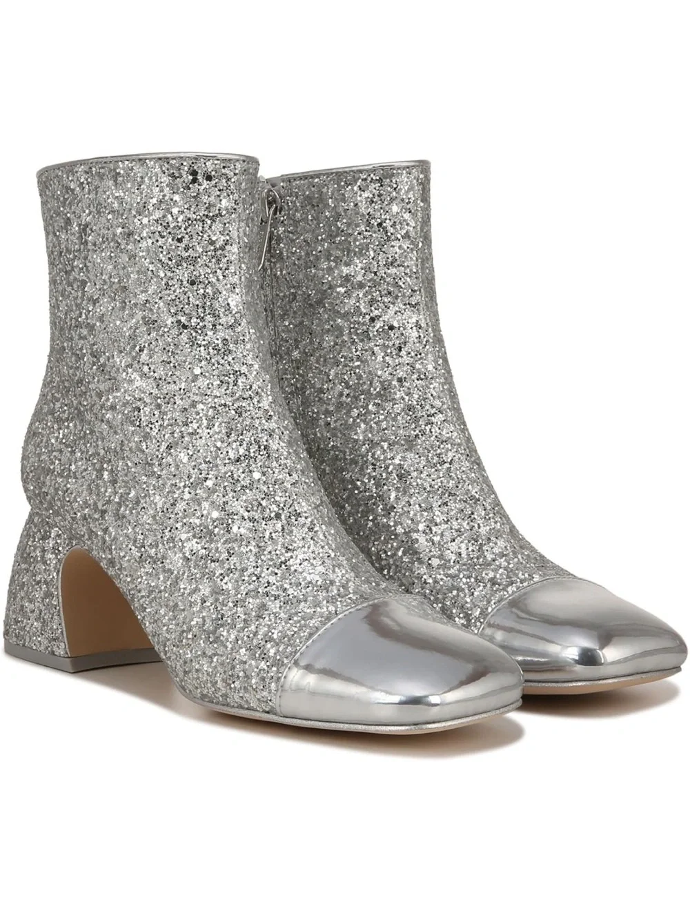 Circus by Sam Edelman Silver Glitter Ankle Boots with Metallic Cap Toe